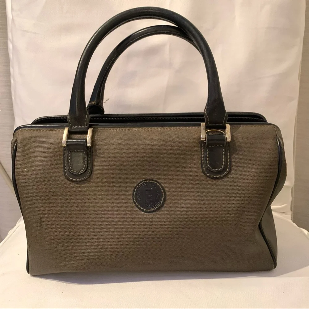 FENDI brown black Boston top handle purse vtg - Picture 2 of 13